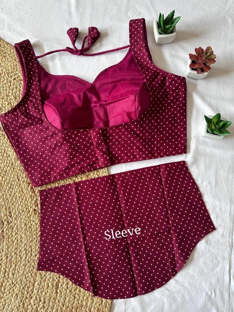 Polka Dot Ajrakh Handblock Cotton Designer Blouse